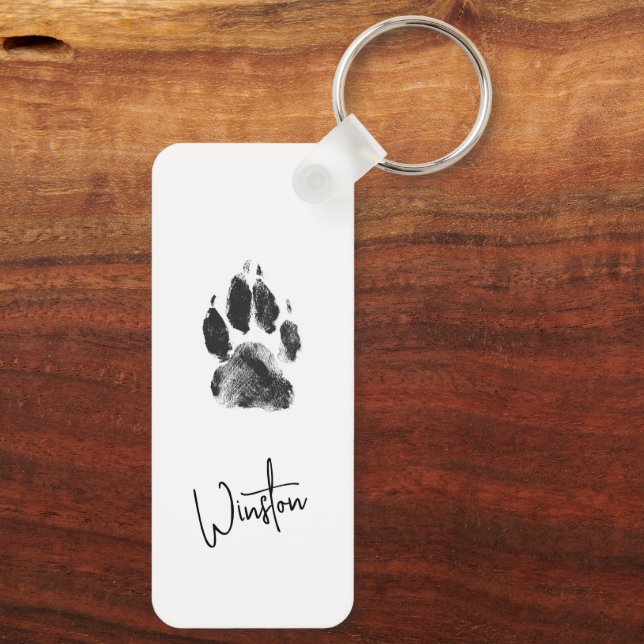 Cute Custom Dog Photos Collage Paw Print Nyckelring (Baksida)