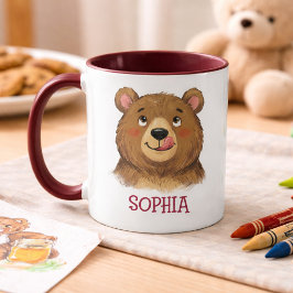 Cute Custom Name Bear Woodland Animal Kids Mugg