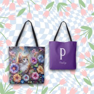 Cute Custom Name Blomsterträdgård Kattunge Tygkasse