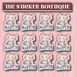 Cute Custom Name Cute Axolotl Shopping Pack Klistermärken