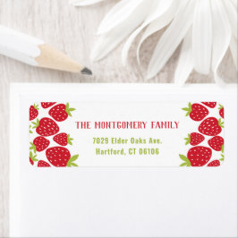 Cute Custom Name Red Strawberry Returadress Etikett