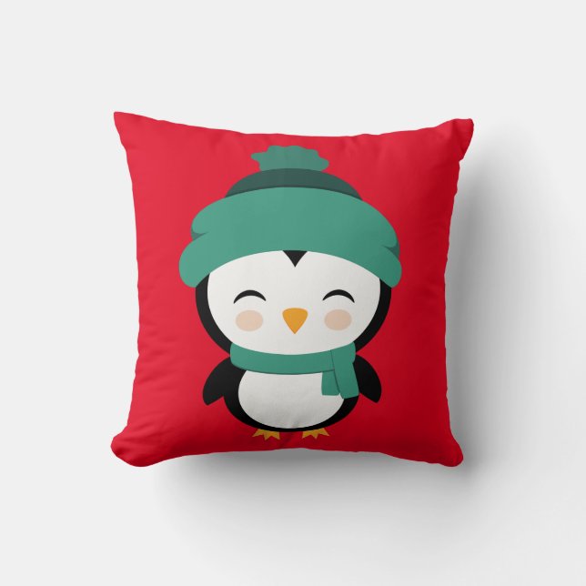 Cute Customical Jul Penguin Kids Kudde (Framsida)