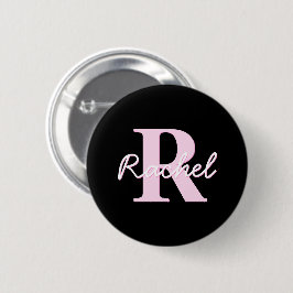 Cute Customizable Monogram | Light Pink & Black Knapp