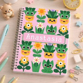 Cute Customizable Pot Plant Print Anteckningsbok