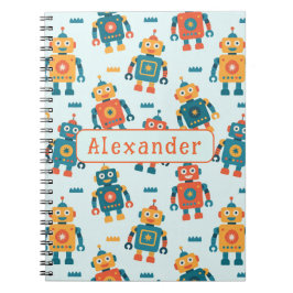 Cute Customizable Robot Print Anteckningsbok