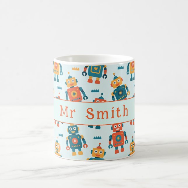 Cute Customizable Robot Print Kaffemugg (Center)