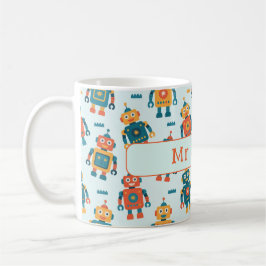 Cute Customizable Robot Print Kaffemugg