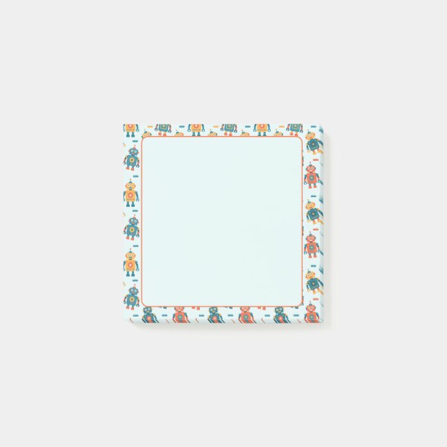 Cute Customizable Robot Print Post-it Block (Framsida)