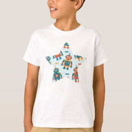 Cute Customizable Robot Print T Shirt