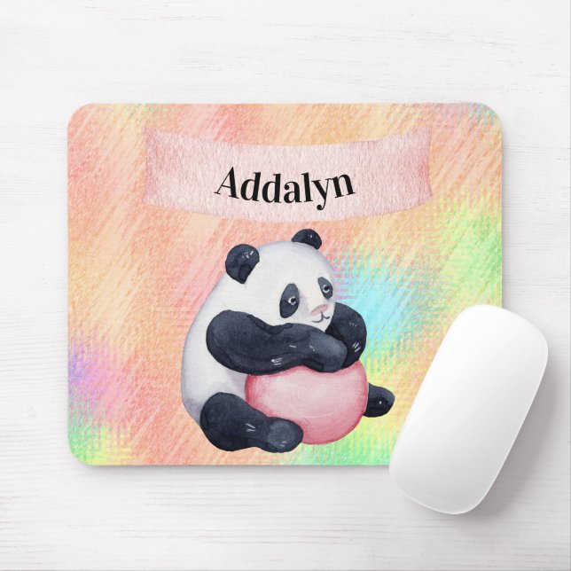 Cute Customized Baby Panda Bear Watercolor Pastel Musmatta (Med mus)