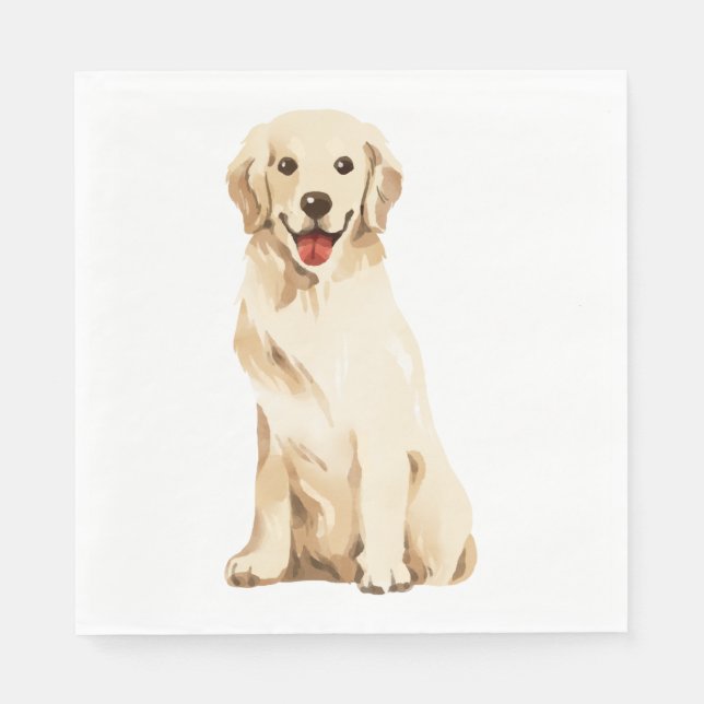 Cute Cute Puppy Golden Retriever Hund Party Napkin Pappersservett (Framsidan)