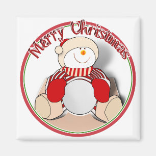 Cute Cutout Snögubbe - God jul Magnet