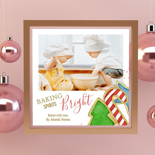 Cute Cutouts Whimsical, Helgdag Fototryck (Christmas cookies whimsical cute photo print with watercolor artwork. )