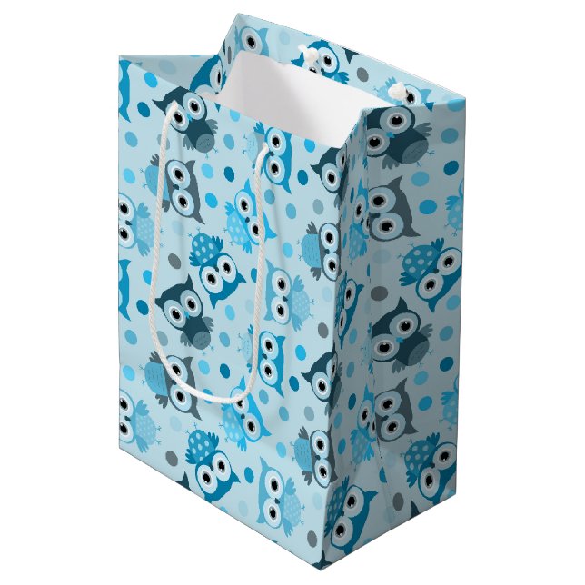 Cute cyan färglös uggla mönster (Framsidan Vinklad)