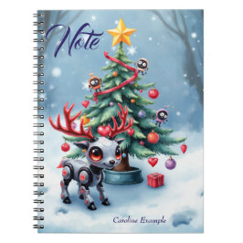 Cute Cyberpunk Reindeer med Julgran Anteckningsbok