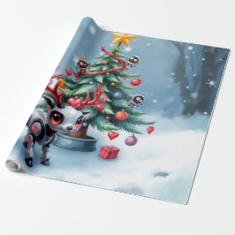 Cute Cyberpunk Reindeer med Julgran Presentpapper