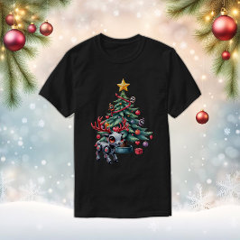 Cute Cyberpunk Reindeer med Julgran T Shirt