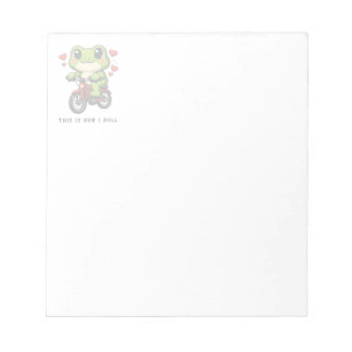 Cute Cycling Frog | Kawaii Frog Bicycle Art Anteckningsblock
