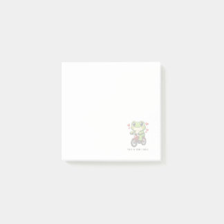Cute Cycling Frog | Kawaii Frog Bicycle Art Post-it Block