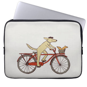 Cute Cycling Hund och ekorre   Roligt Djurkonst Laptop Fodral