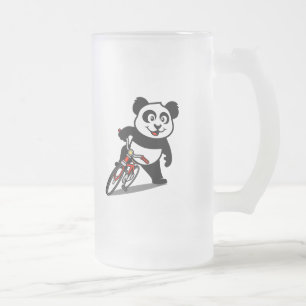 Cute Cycling Panda Frostat Ölglas