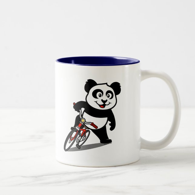 Cute Cycling Panda Två-Tonad Mugg (Höger)