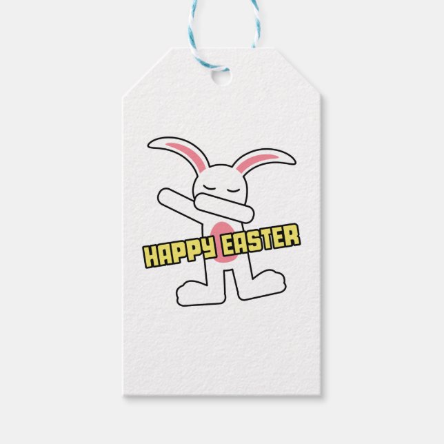 Cute Dabbing Bunny Glad påsk Presentetikett (Framsidan)