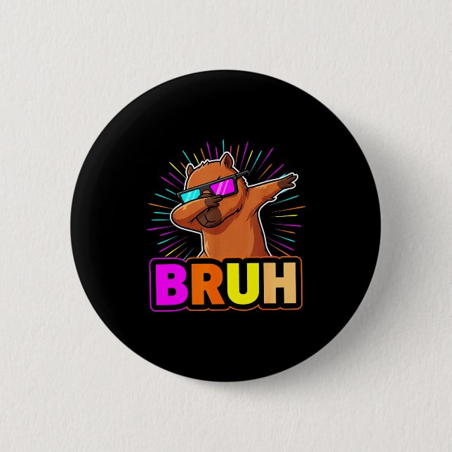 Cute Dabbing Capybara Funny Animal Meme Capy Lover Knapp (Framsida)