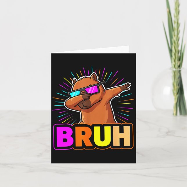 Cute Dabbing Capybara Funny Animal Meme Capy Lover Kort (Framsida)