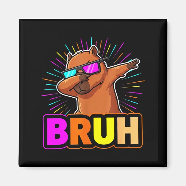 Cute Dabbing Capybara Funny Animal Meme Capy Lover Magnet (Framsidan)