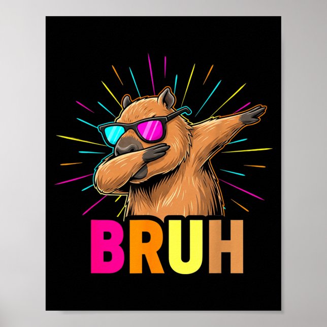 Cute Dabbing Capybara Funny Animal Meme Capy Lover Poster (Framsidan)