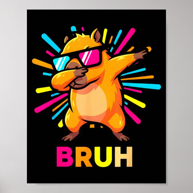 Cute Dabbing Capybara Funny Animal Meme Capy Lover Poster (Framsidan)