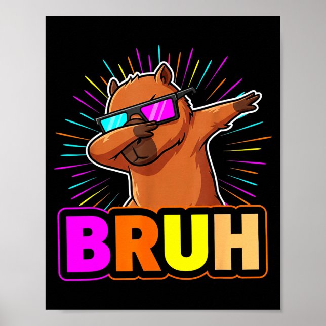 Cute Dabbing Capybara Funny Animal Meme Capy Lover Poster (Framsidan)