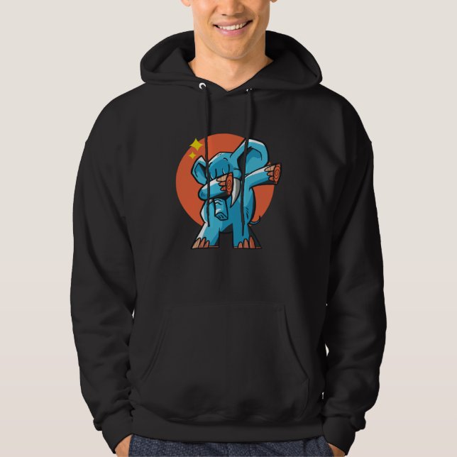Cute Dabbing Elephant Hoodie (Framsida)