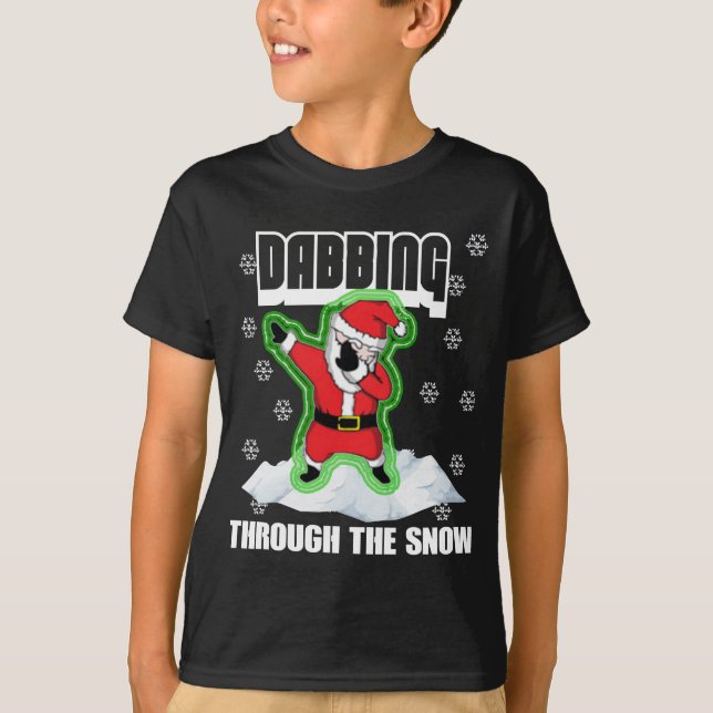 Cute DABBING GENOM SNÖ Ugly Sweater T-Shirt (Framsida)