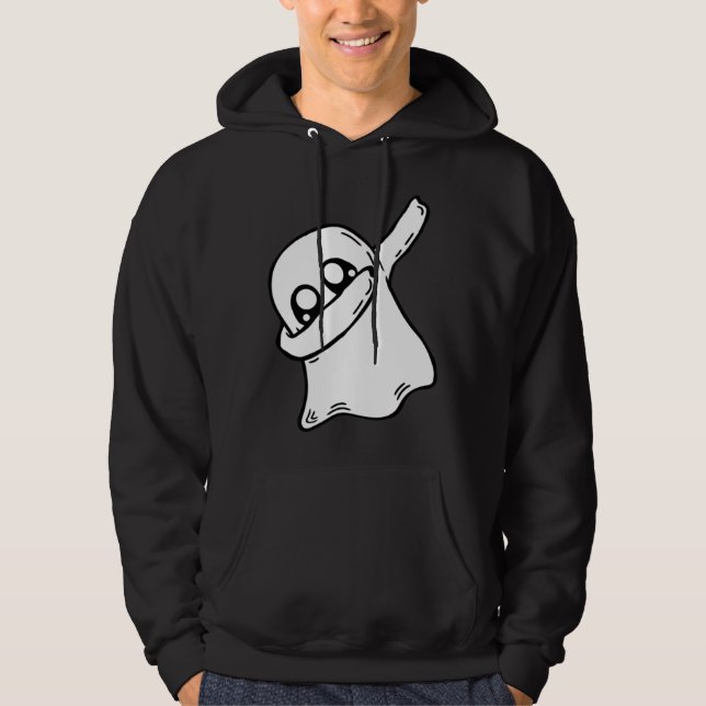 Cute Dabbing Ghost Dab Dance Gesture Pose Hallowee Hoodie (Framsida)