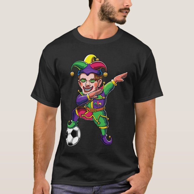 Cute Dabbing Mardi Gras Jester Soccer Lover Dab Co T Shirt (Framsida)