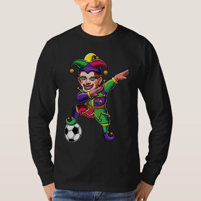 Cute Dabbing Mardi Gras Jester Soccer Lover Dab Co T Shirt (Framsida)