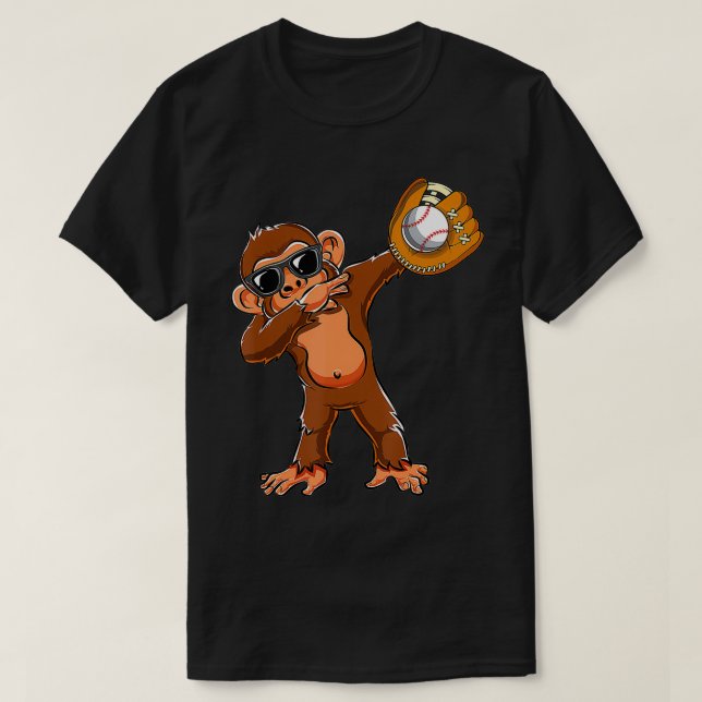 Cute Dabbing Monkey Älskare Dab Baseball Girls Boy T Shirt (Design framsida)