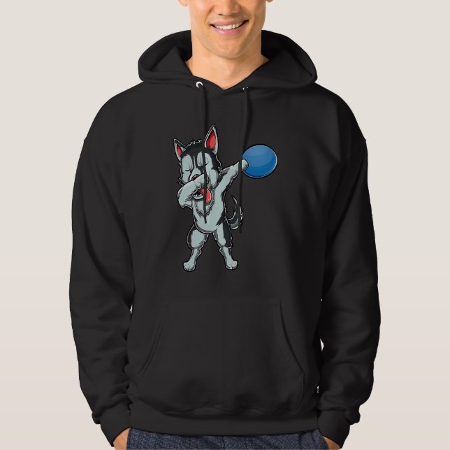 Cute Dabbing Siberian Husky Dog Dab Disc Golf Love Hoodie (Framsida)
