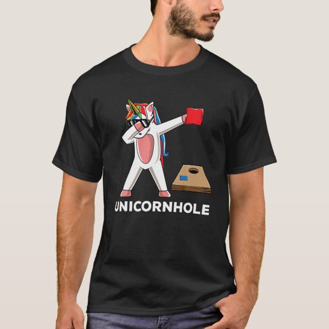 Cute Dabbing Unicorn Maj Hål Player Cornhole Tos T Shirt (Framsida)