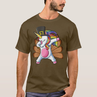Cute Dabbing Unicorn Turkey Dance Funny Thanksgivi T Shirt