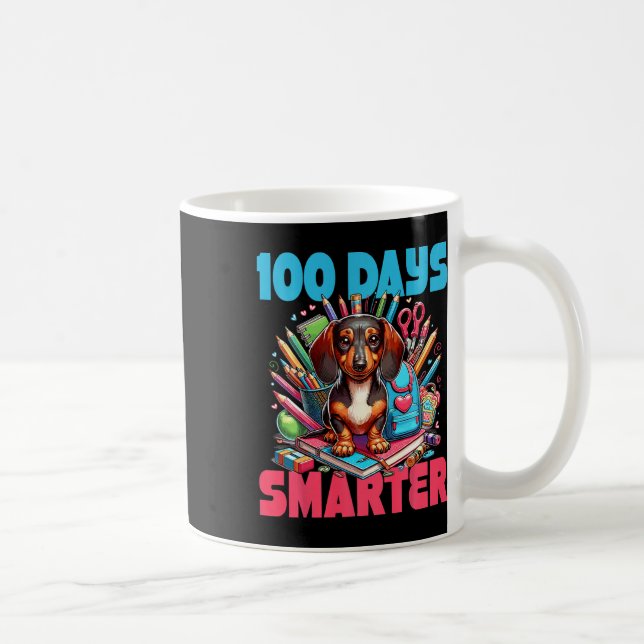 Cute Dachshund 100-dagarsdagen i skolan 100 dagar  Kaffemugg (Höger)