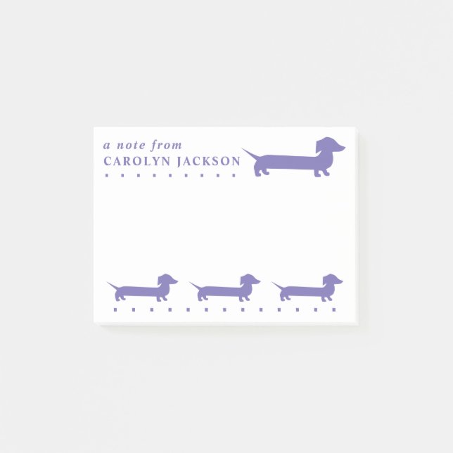 Cute Dachshund Anpassningsbar Lila Post-it Block (Framsida)
