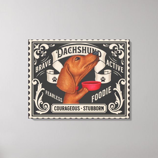 Cute Dachshund Beging for Food Canvastryck (Framsida)