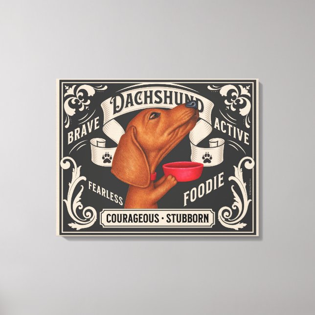 Cute Dachshund Beging for Food Canvastryck (Framsida)