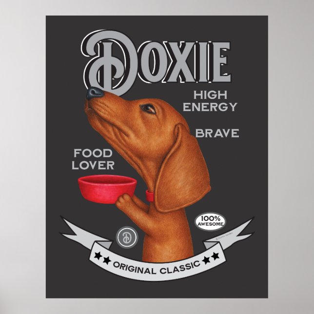 Cute Dachshund Beging for Food Poster (Framsidan)