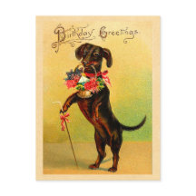 Cute Dachshund Birthday vykort