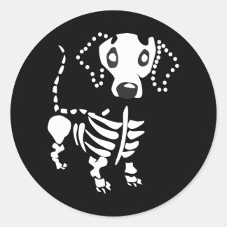 Cute Dachshund Bone Skeleton Dachshund Wiener Hund Runt Klistermärke