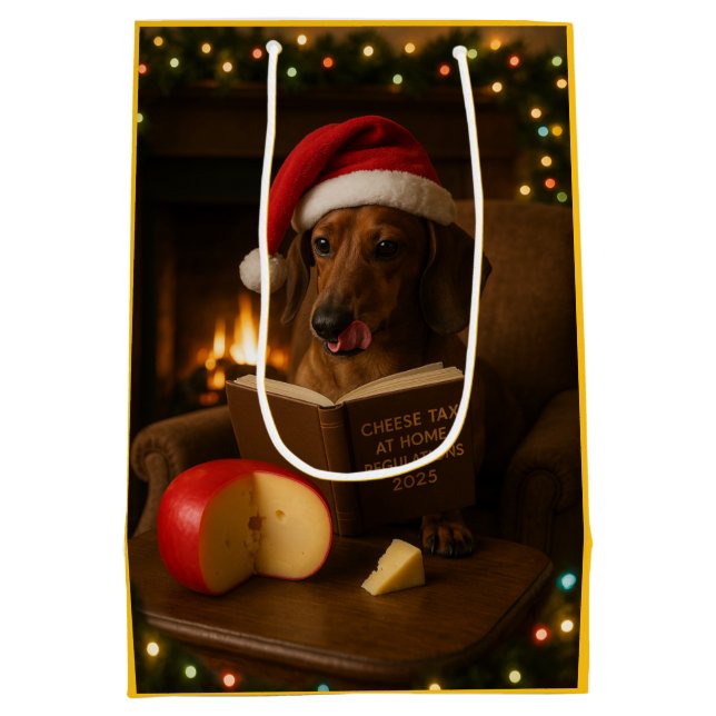 Cute Dachshund Cheese Tax Christmas gift bag  (Baksidan)